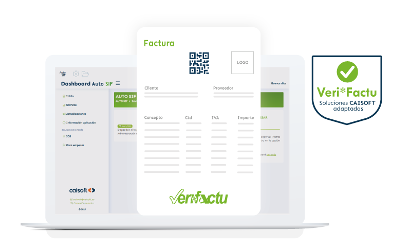 Captura del panel de control del software de facturación Auto SIF adaptado a VeriFactu